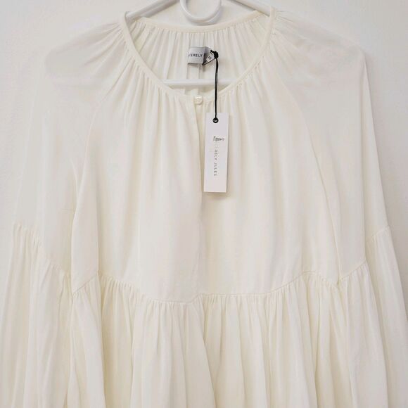 NWT Sincerely Jules Cameron Chiffon Ivory Size XS Flowy Women Blouse - Picture 2 of 13